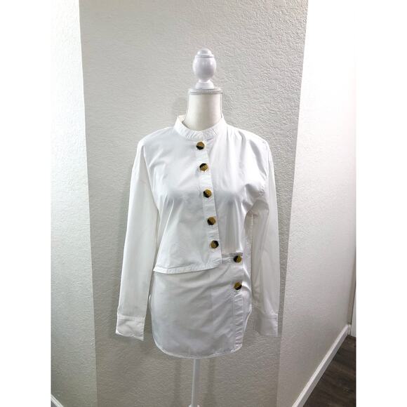 Tibi Asymmetrical Cotton Button Up Shirt - Picture 10 of 11